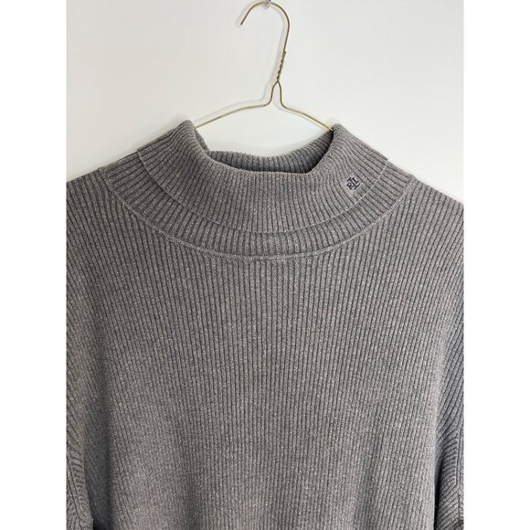 Lauren Ralph Lauren 100% Cotton Long Sleeve Ribbed Turtleneck Sweater Gray 3X - Picture 3 of 8